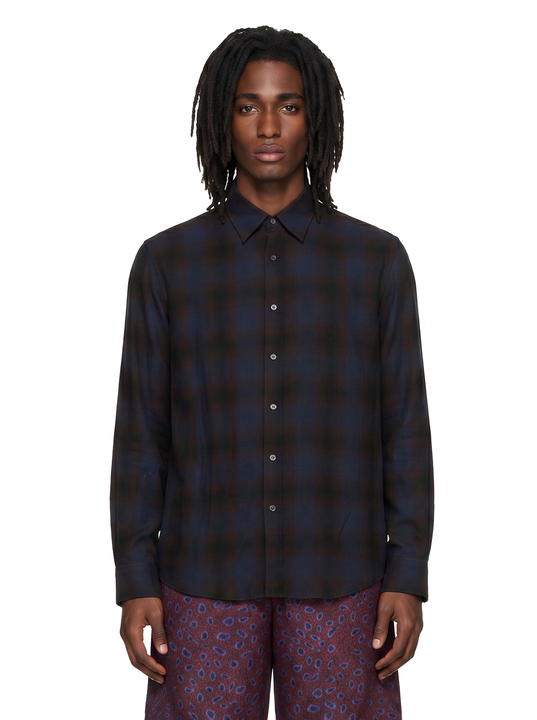 Camicia in seta stampata multicolore 