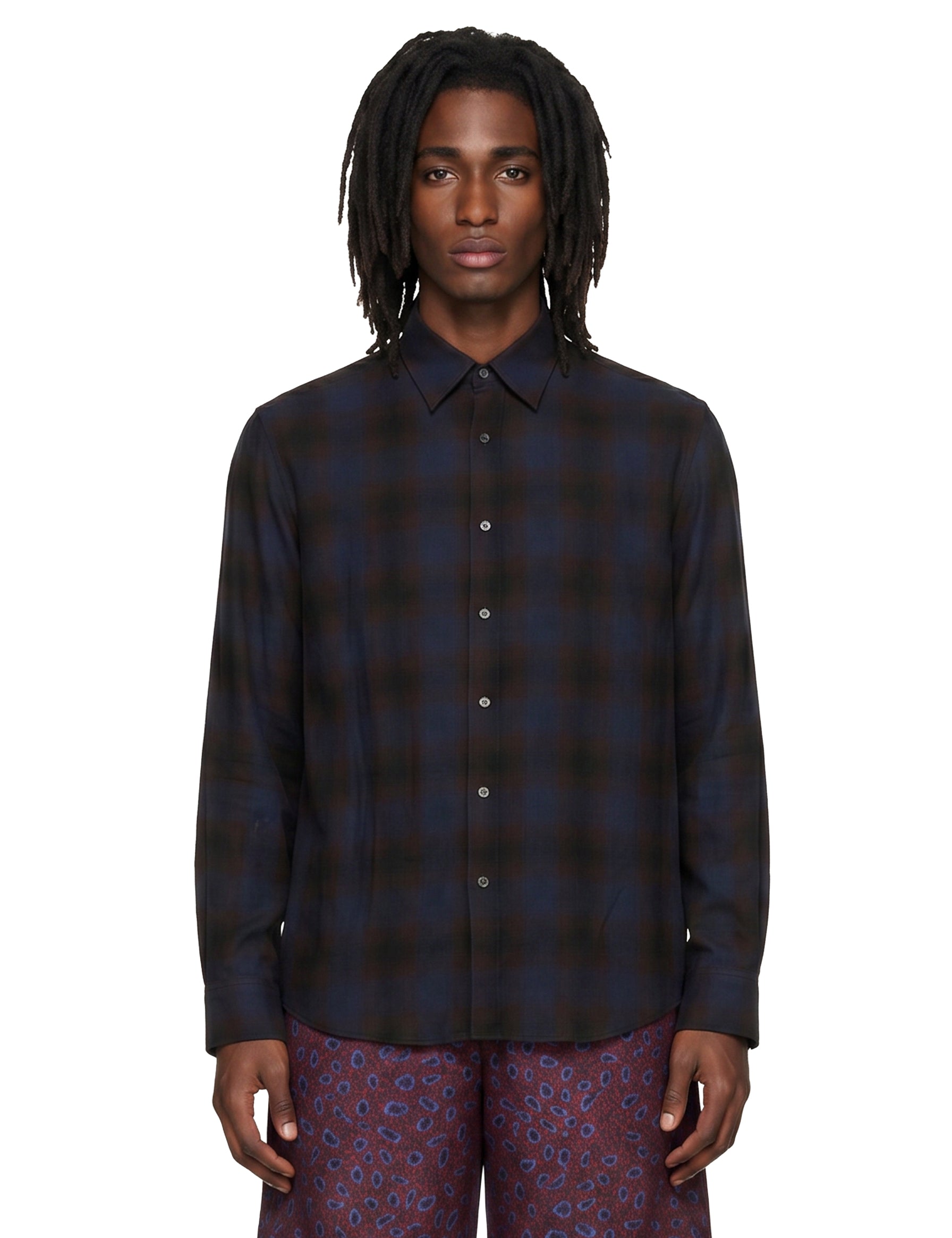 Camicia in seta stampata multicolore 