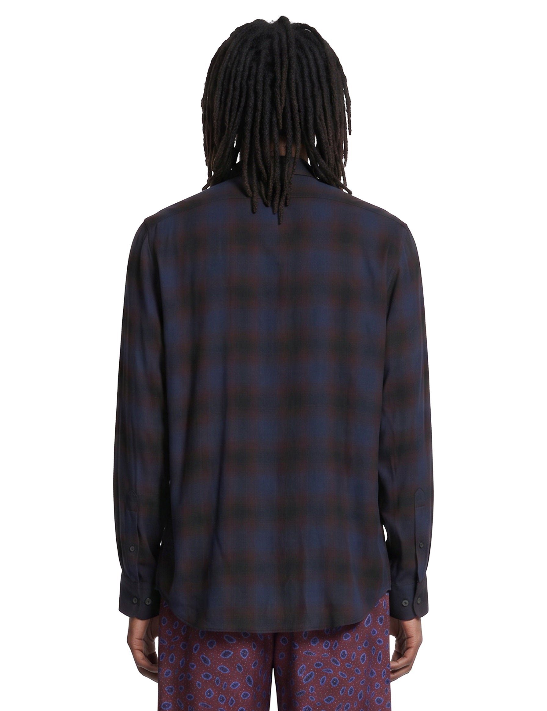 Camicia in seta stampata multicolore 
