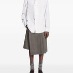 Camicia con dettaglio cravatta in cotone bianco 