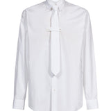 Camicia con dettaglio cravatta in cotone bianco 