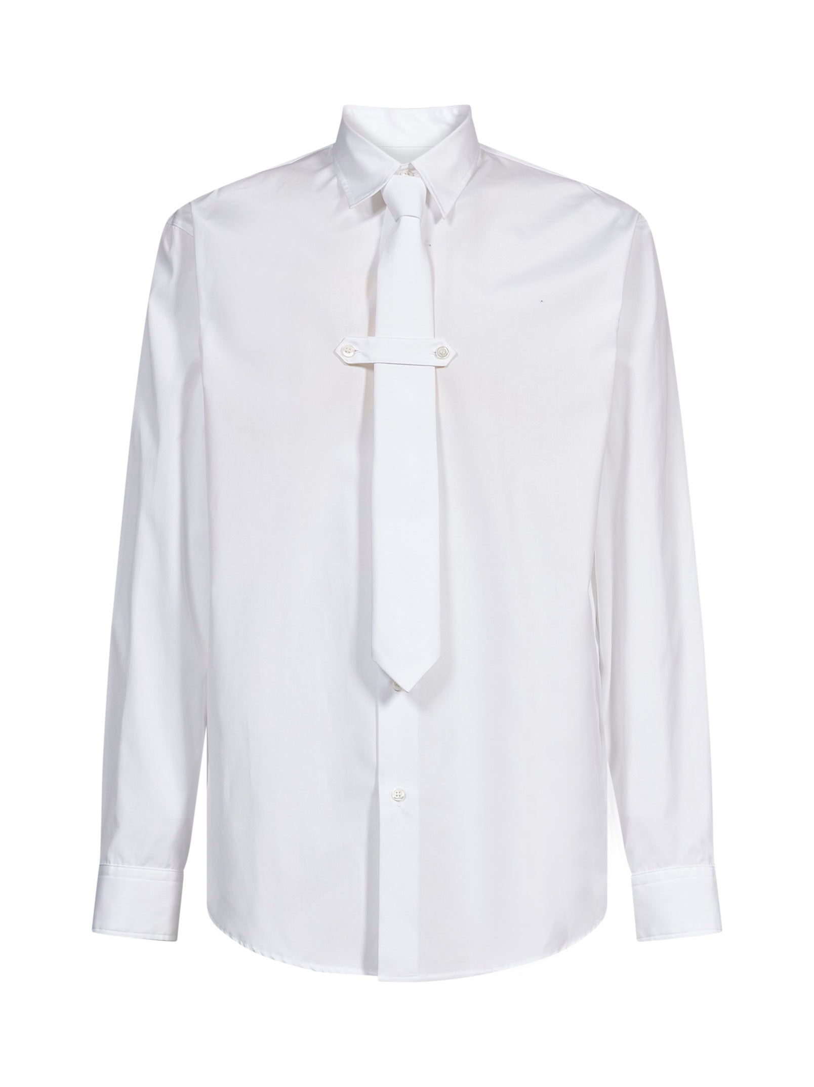 Camicia con dettaglio cravatta in cotone bianco 