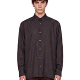 Camicia con motivo a righe croom in marrone 