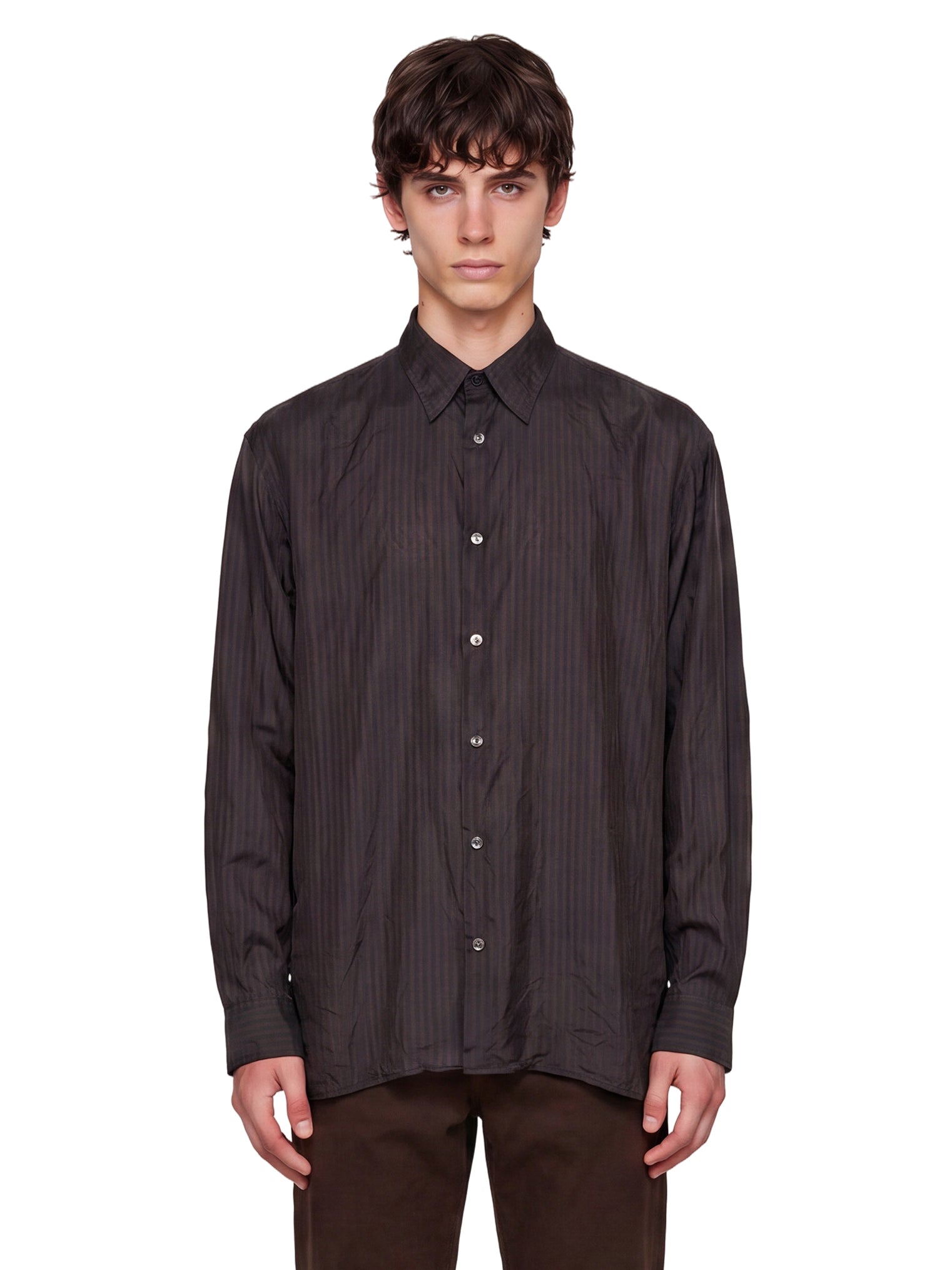 Camicia con motivo a righe croom in marrone 