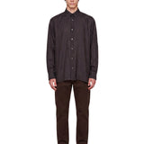 Camicia con motivo a righe croom in marrone 