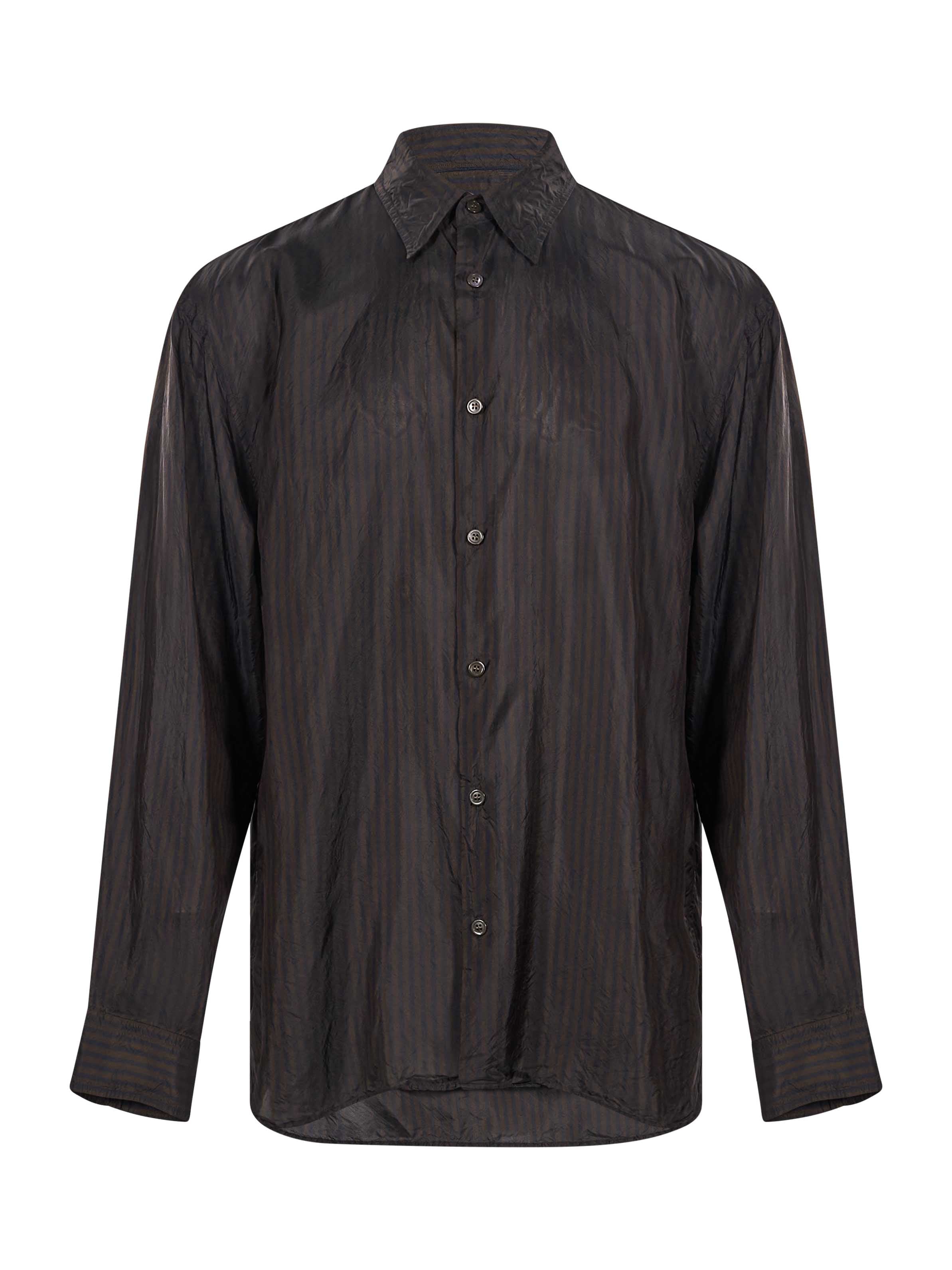 Camicia con motivo a righe croom in marrone 