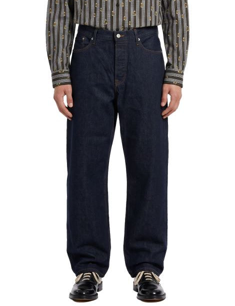 Jeans straight in denim indigo raw 