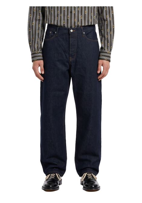 Jeans straight in denim indigo raw 