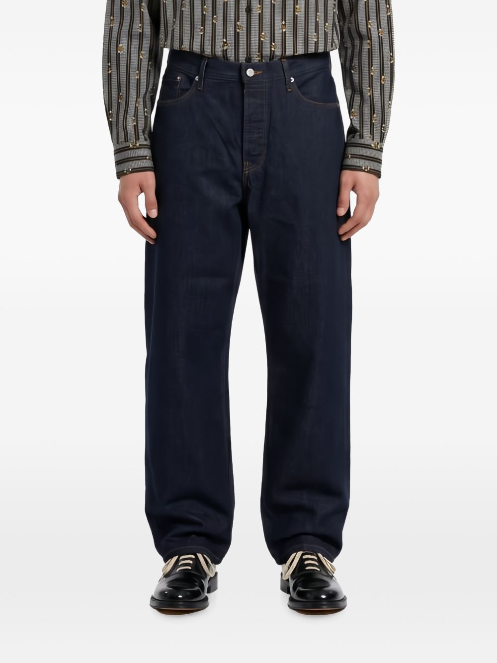 Jeans straight in denim indigo raw 