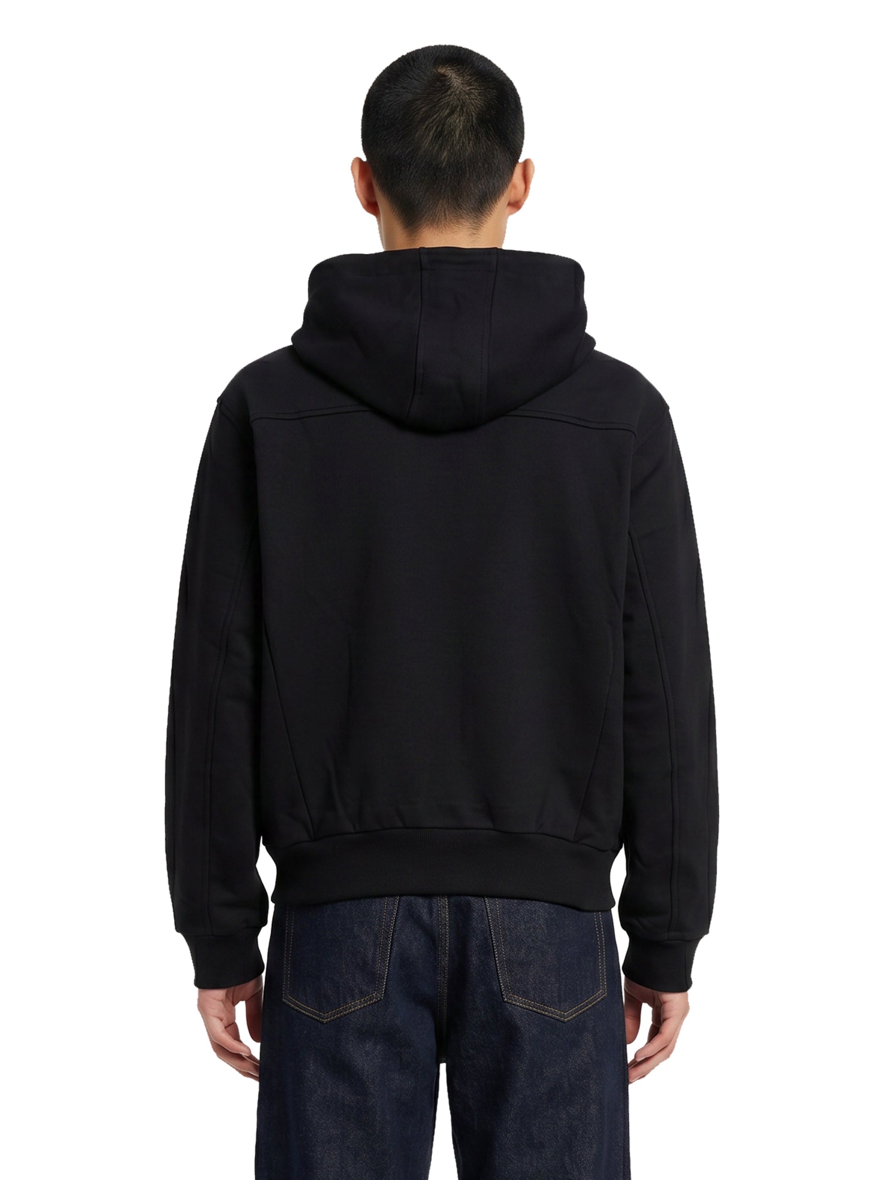 Felpa con cappuccio e zip nera 