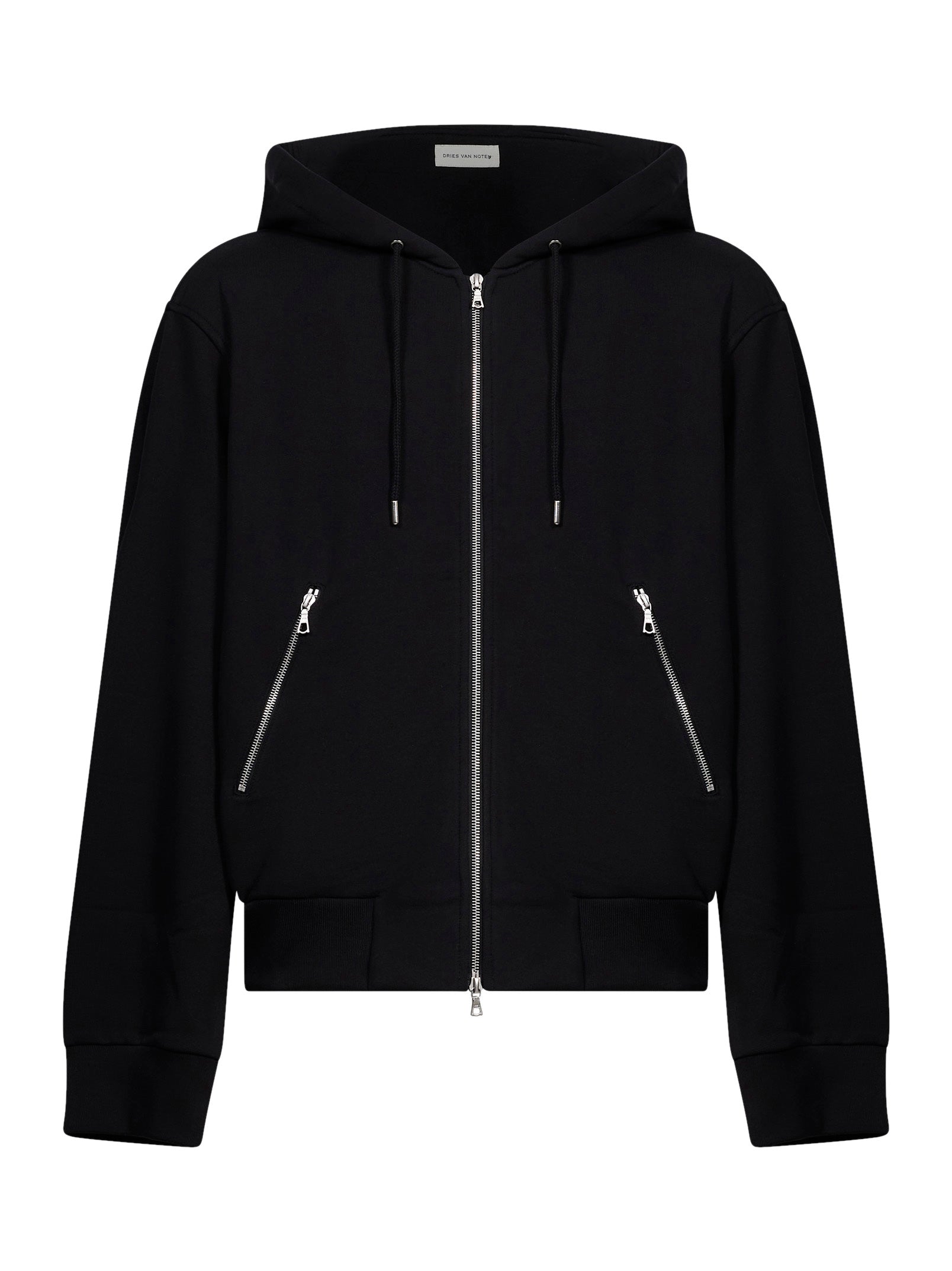Felpa con cappuccio e zip nera 
