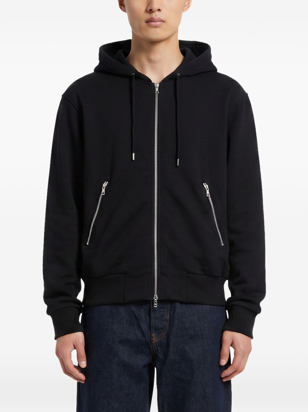Felpa con cappuccio e zip nera 
