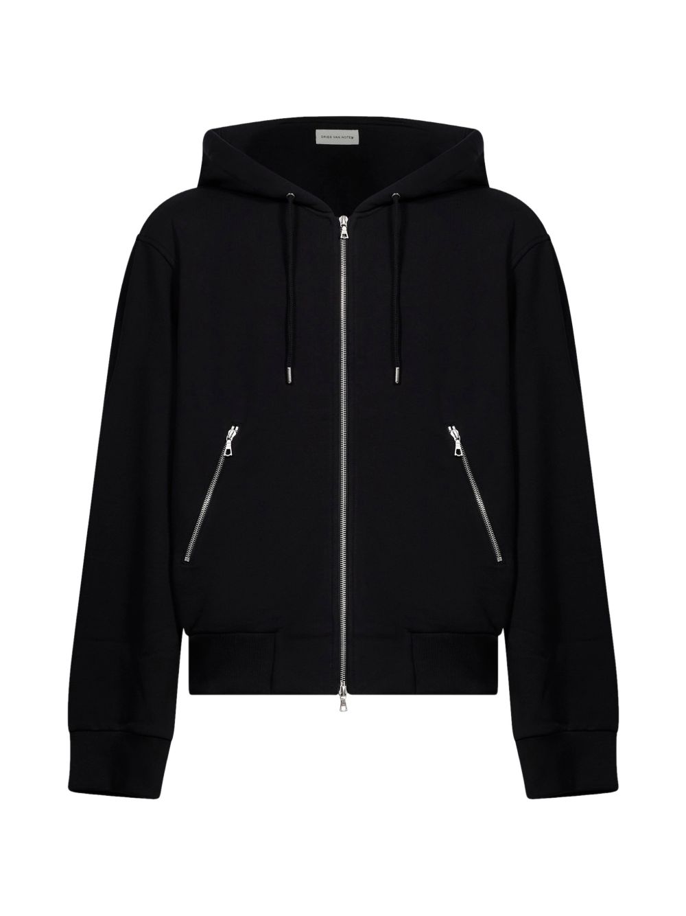 Felpa con cappuccio e zip nera 