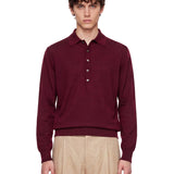 Polo in lana merino muano in bordeaux 