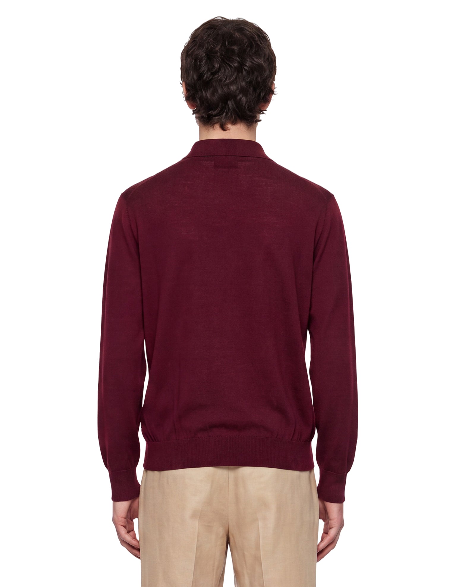 Polo in lana merino muano in bordeaux 