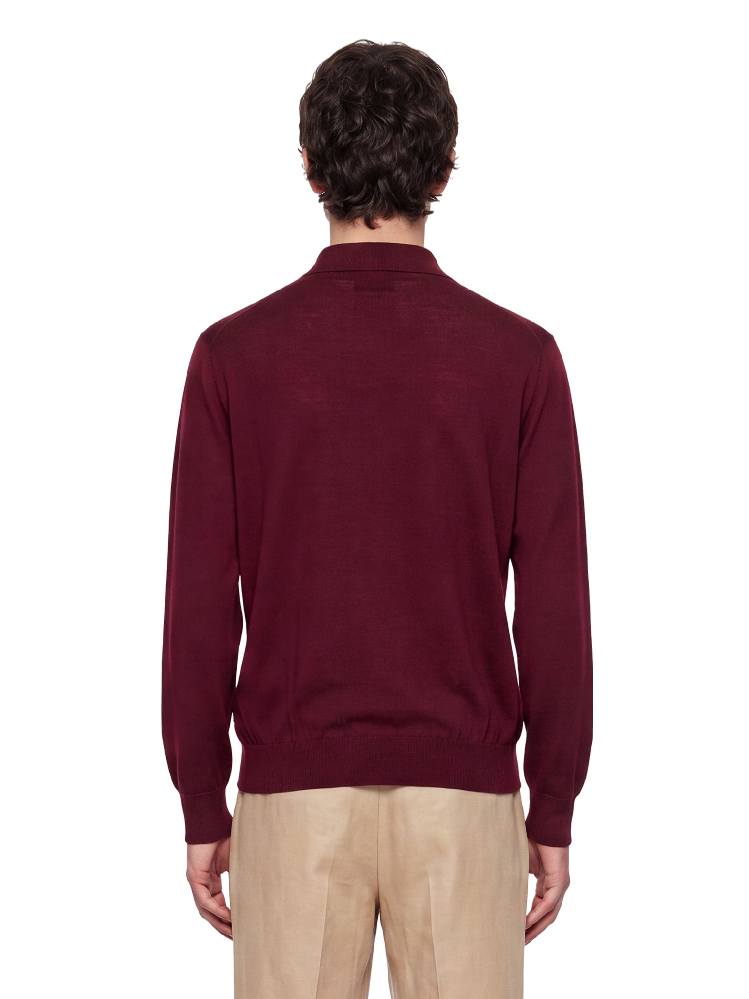 Polo in lana merino muano in bordeaux 