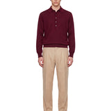 Polo in lana merino muano in bordeaux 