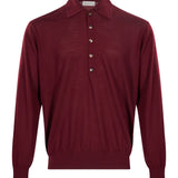 Polo in lana merino muano in bordeaux 