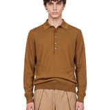 Polo in lana merino muano in marrone 