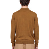 Polo in lana merino muano in marrone 