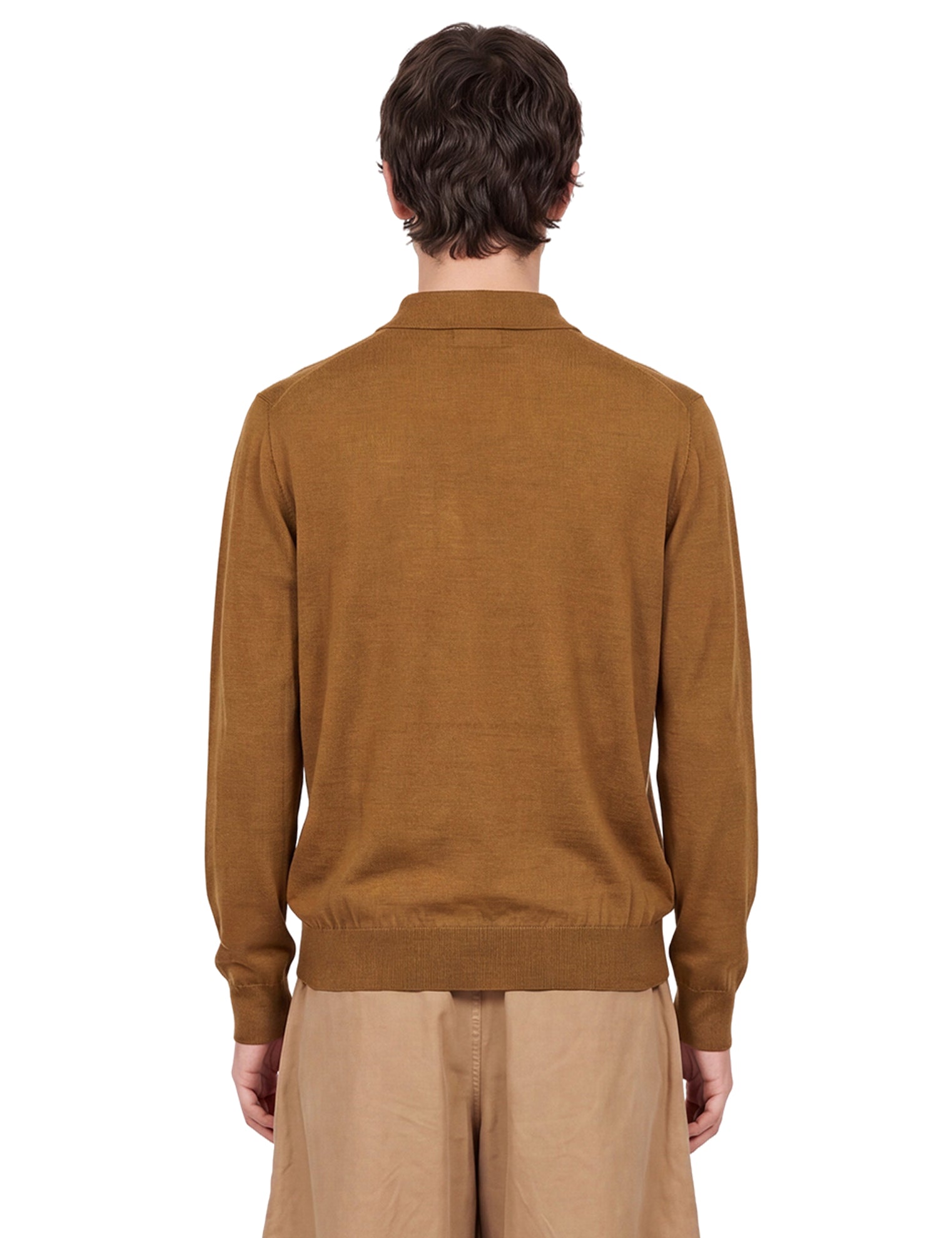 Polo in lana merino muano in marrone 