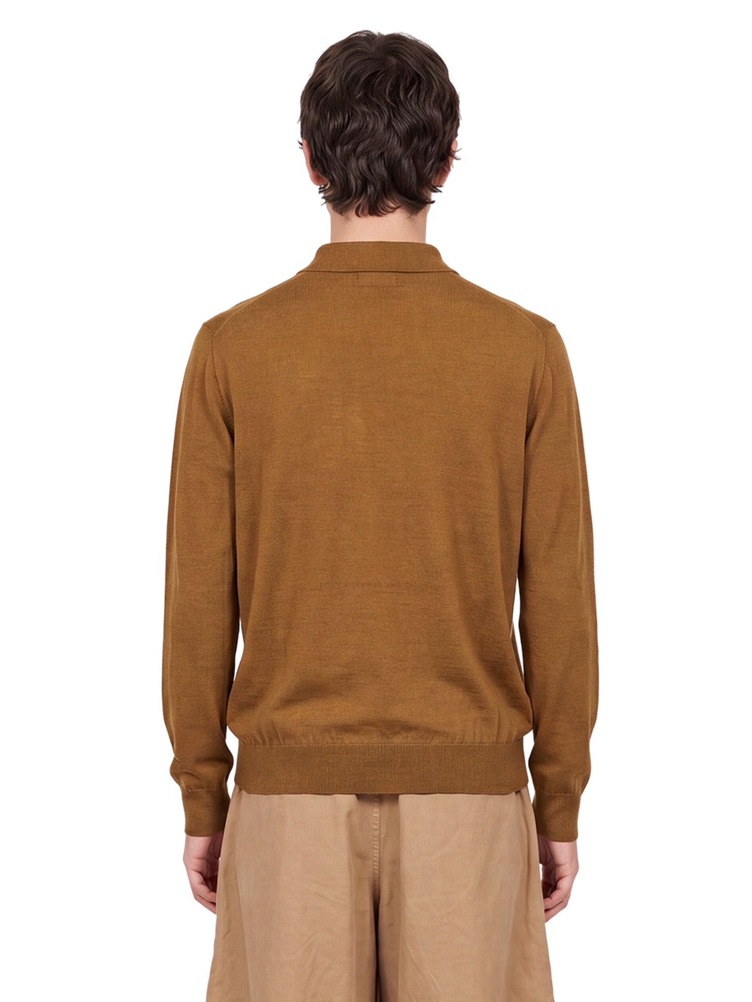 Polo in lana merino muano in marrone 