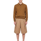 Polo in lana merino muano in marrone 