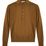 Polo in lana merino muano in marrone 