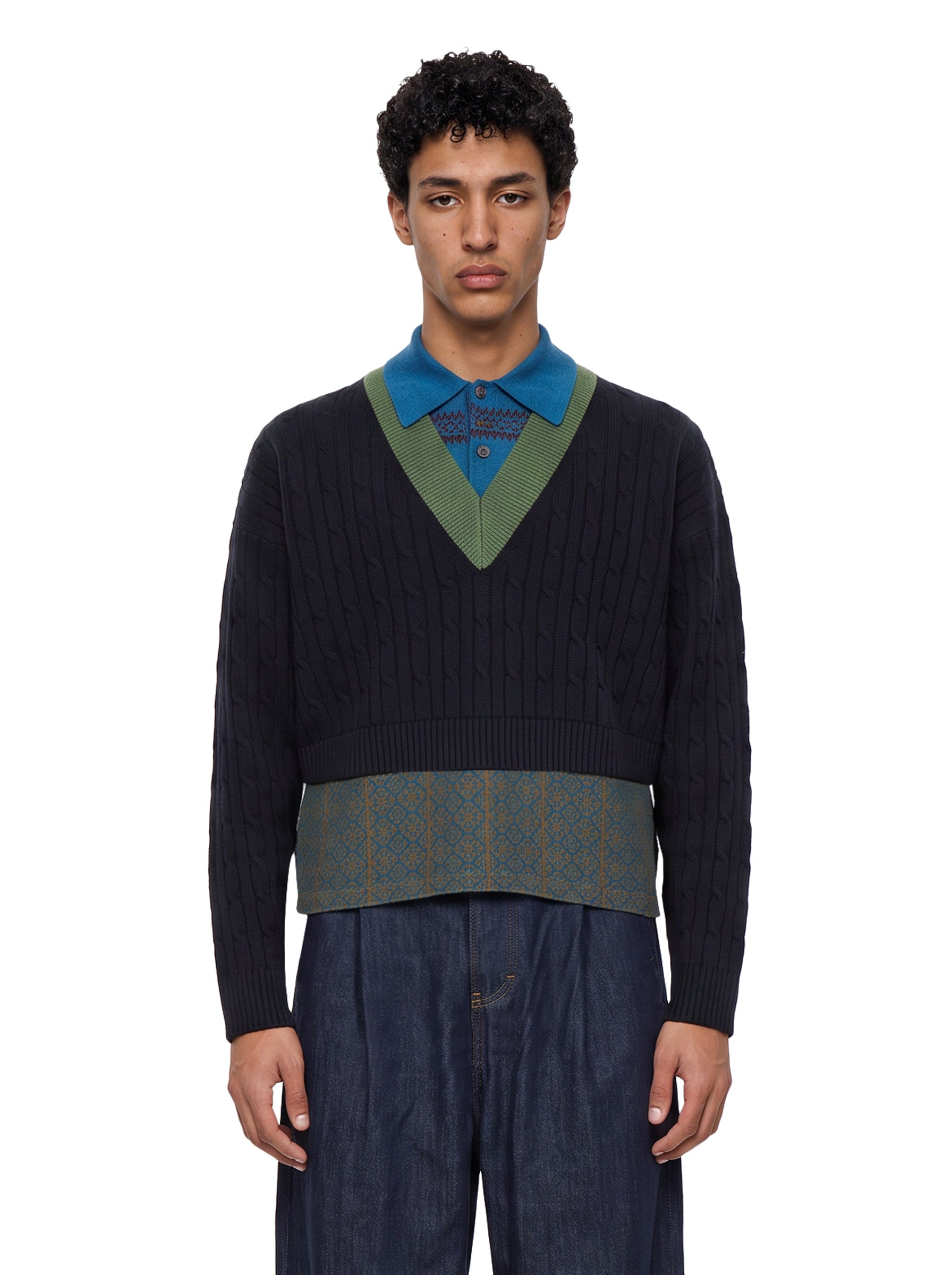 Maglione con design a stratti medan multicolore 