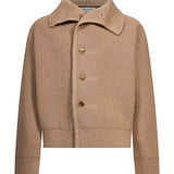 Cardigan in lana con bottoni camel 