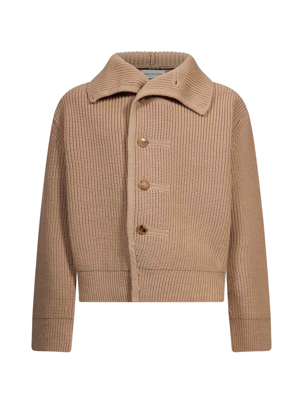 Cardigan in lana con bottoni camel 