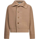 Cardigan in lana con bottoni camel 