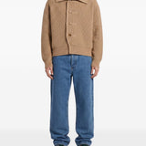 Cardigan in lana con bottoni camel 