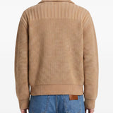 Cardigan in lana con bottoni camel 