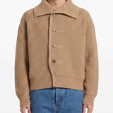 Cardigan in lana con bottoni camel 
