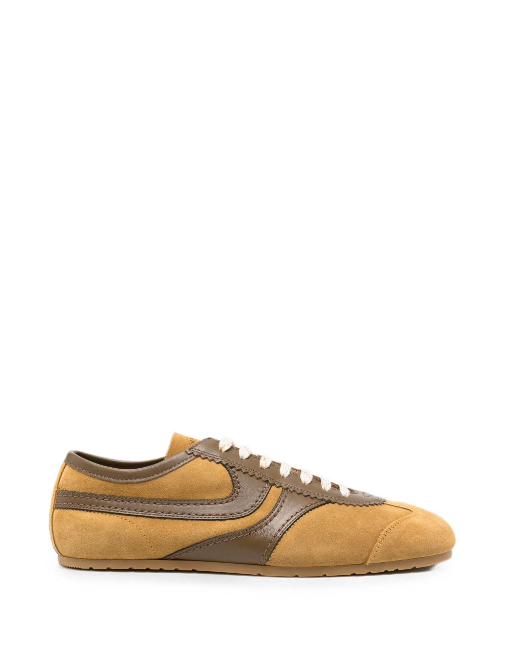 Sneakers in pelle con design a pannelli in marrone 