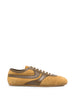 Brown paneled leather sneakers