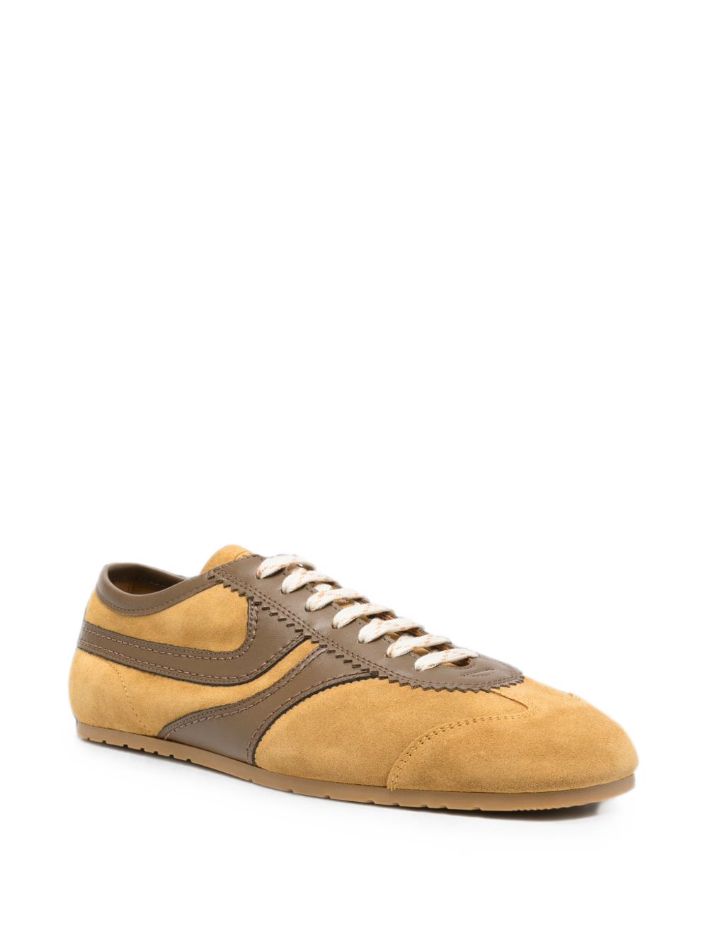 Sneakers in pelle con design a pannelli in marrone 
