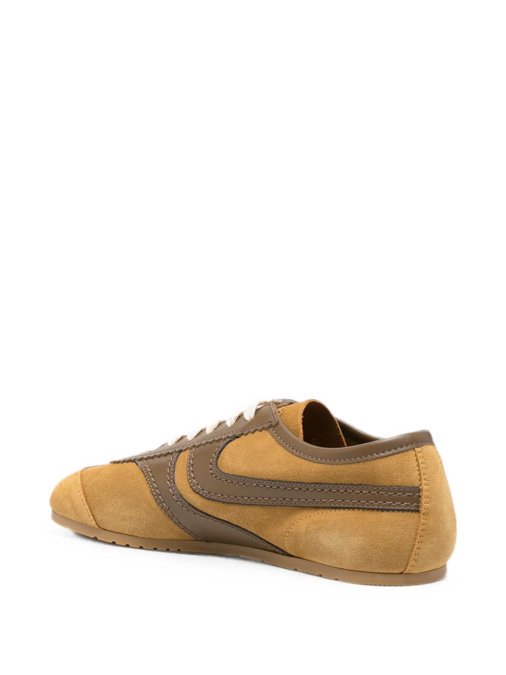 Sneakers in pelle con design a pannelli in marrone 