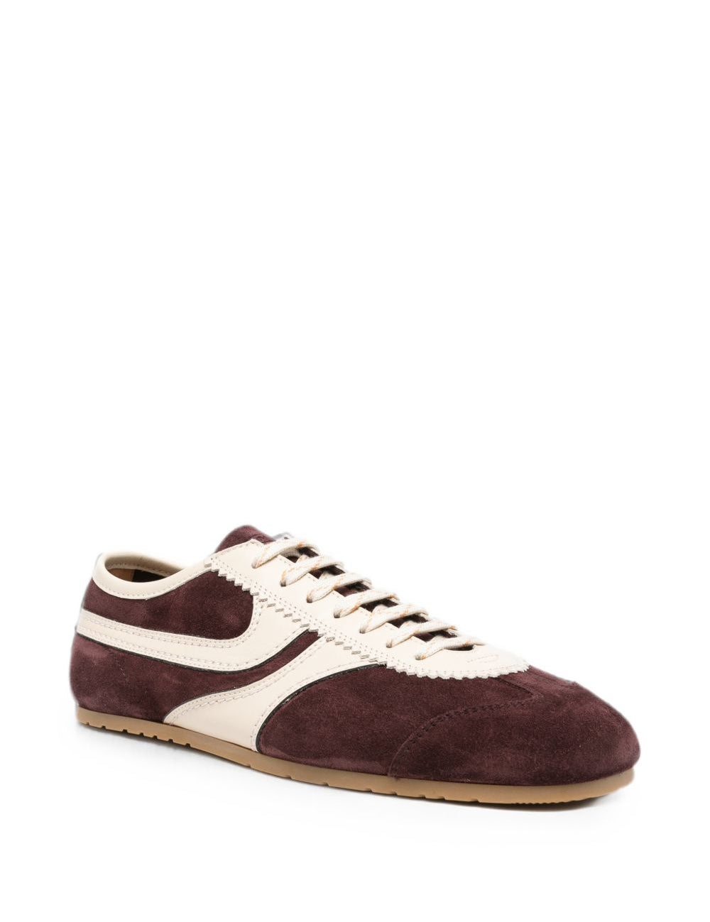 Sneakers in pelle con design a pannelli in marrone 