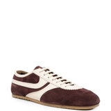 Sneakers in pelle con design a pannelli in marrone 