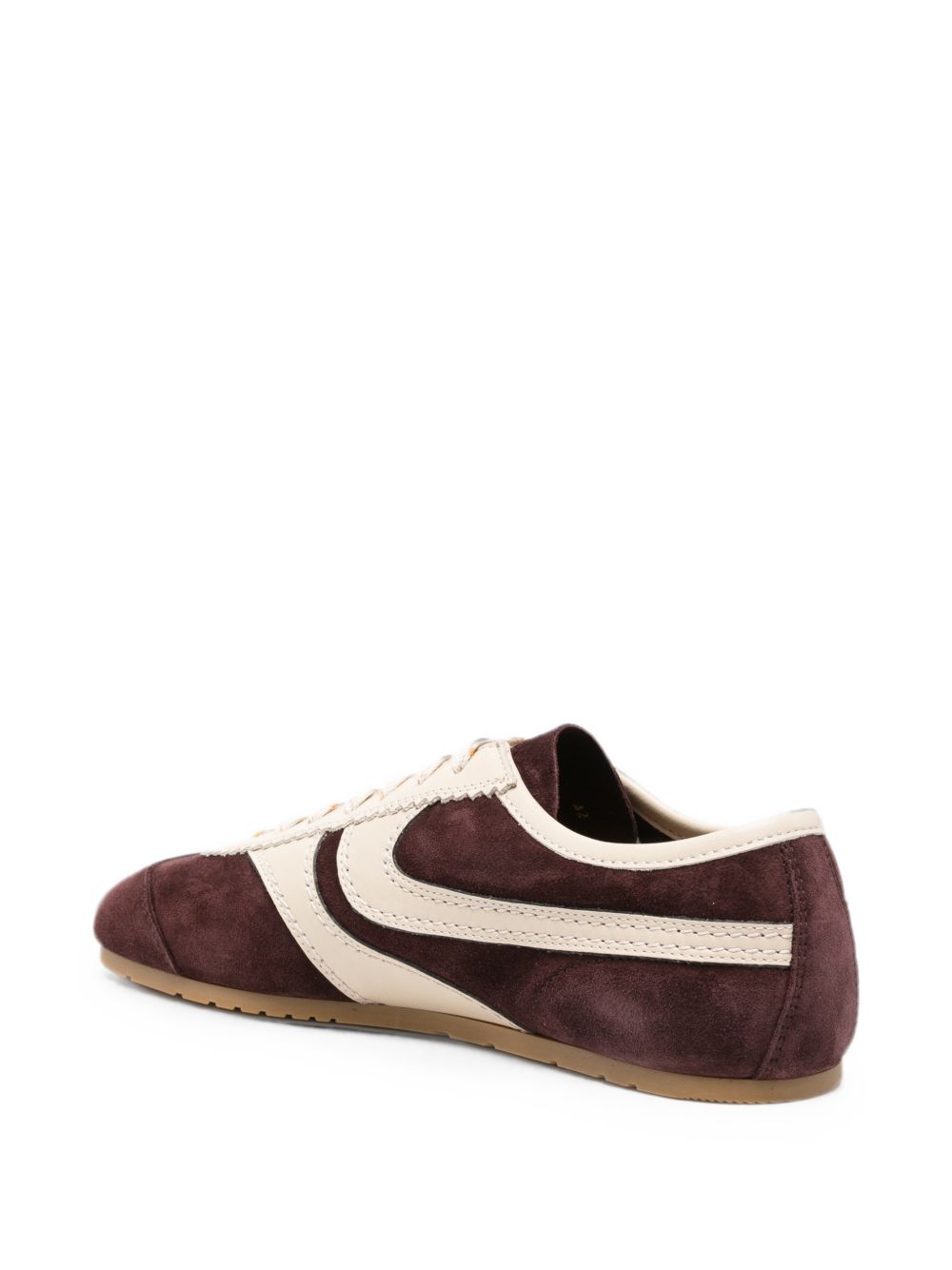 Sneakers in pelle con design a pannelli in marrone 