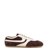 Sneakers in pelle con design a pannelli in marrone 