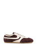 Sneakers in pelle con design a pannelli in marrone