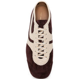 Sneakers in pelle con design a pannelli in marrone 