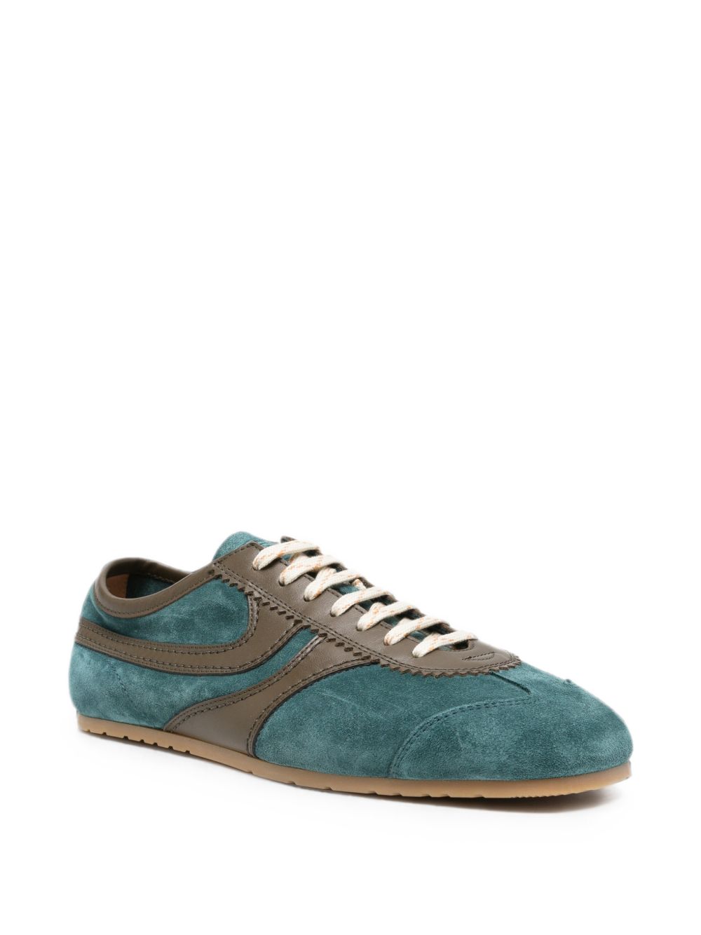 Sneakers in pelle con design a pannelli in verde 