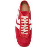 Sneakers in pelle con design a pannelli in rosso 