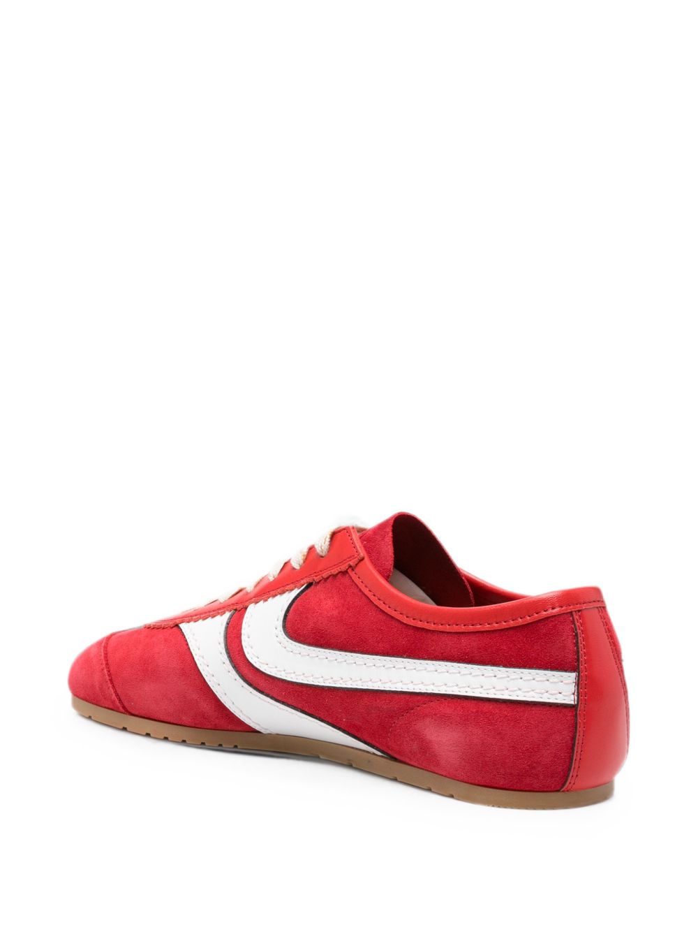 Sneakers in pelle con design a pannelli in rosso 