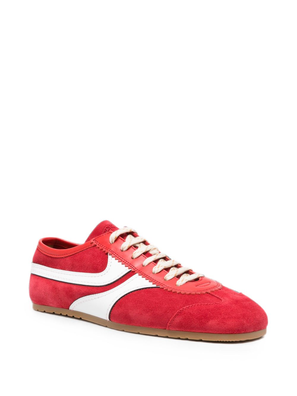 Sneakers in pelle con design a pannelli in rosso 