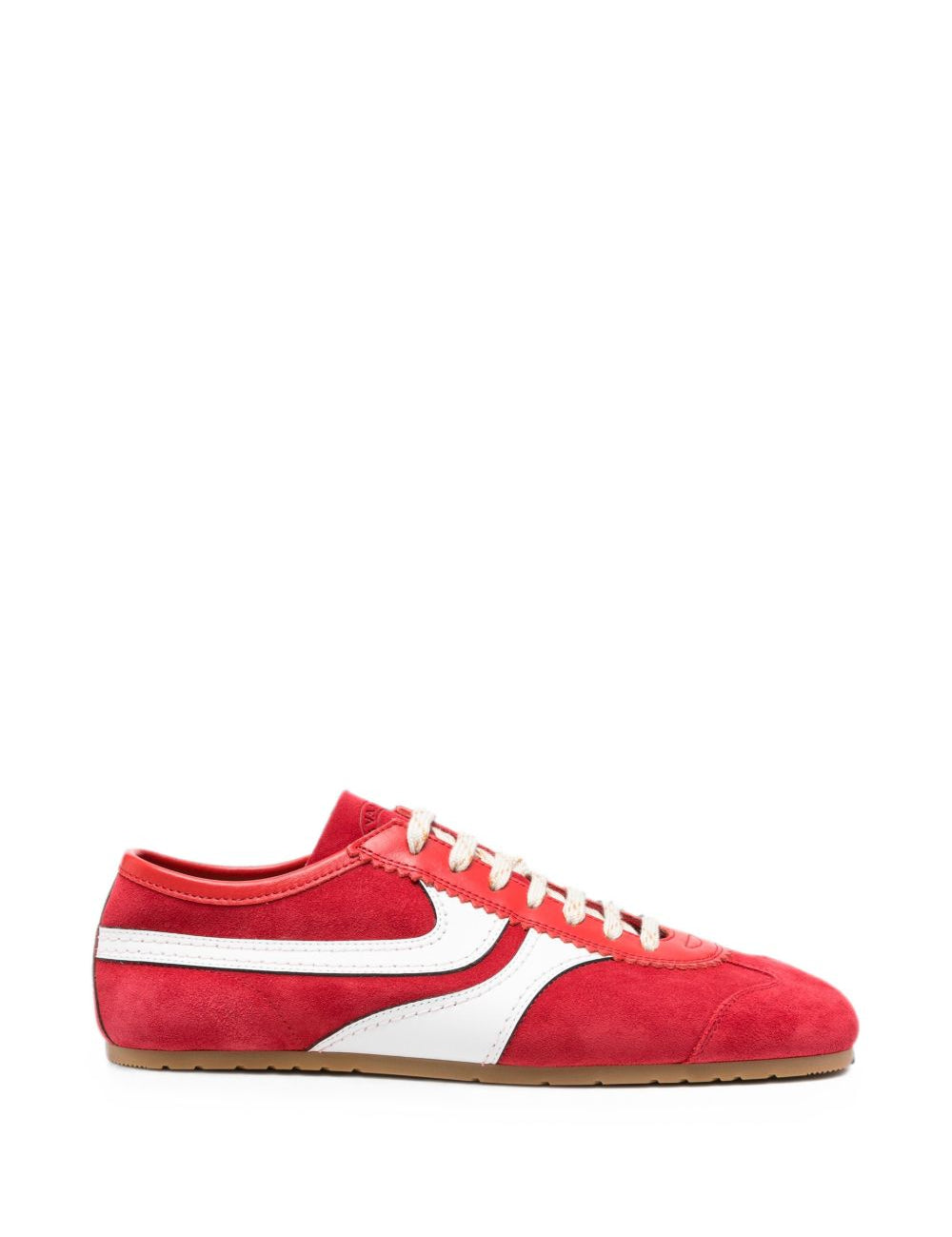 Sneakers in pelle con design a pannelli in rosso 
